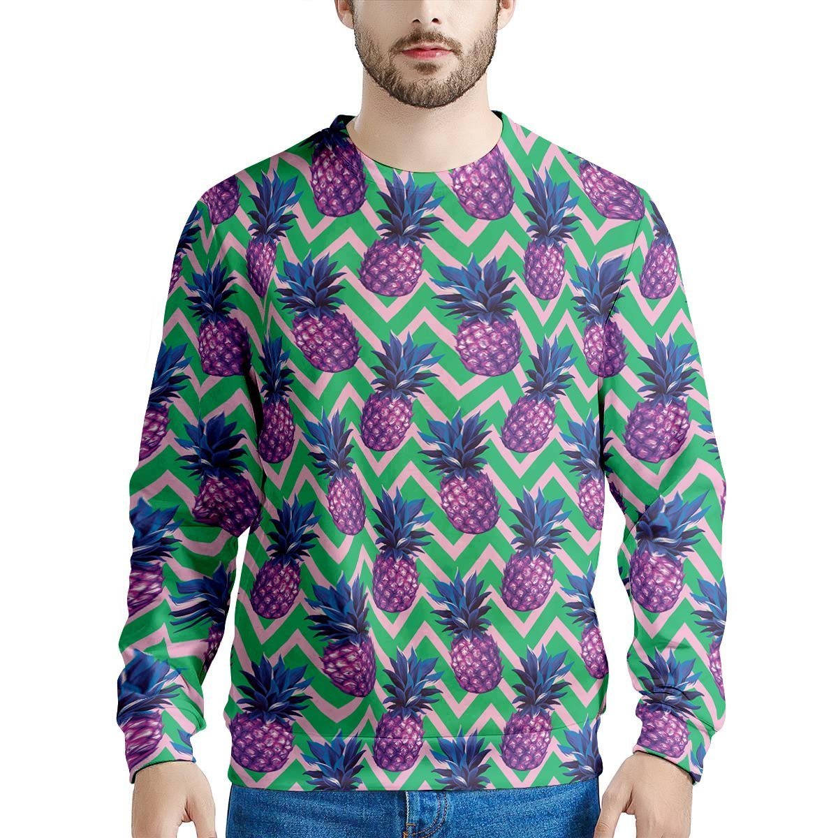 Abstract Hawaiian Pineapple Print Men's Sweatshirt-grizzshop