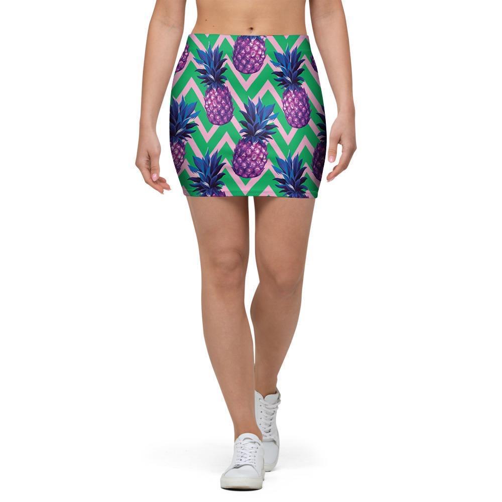 Abstract Hawaiian Pineapple Print Mini Skirt-grizzshop