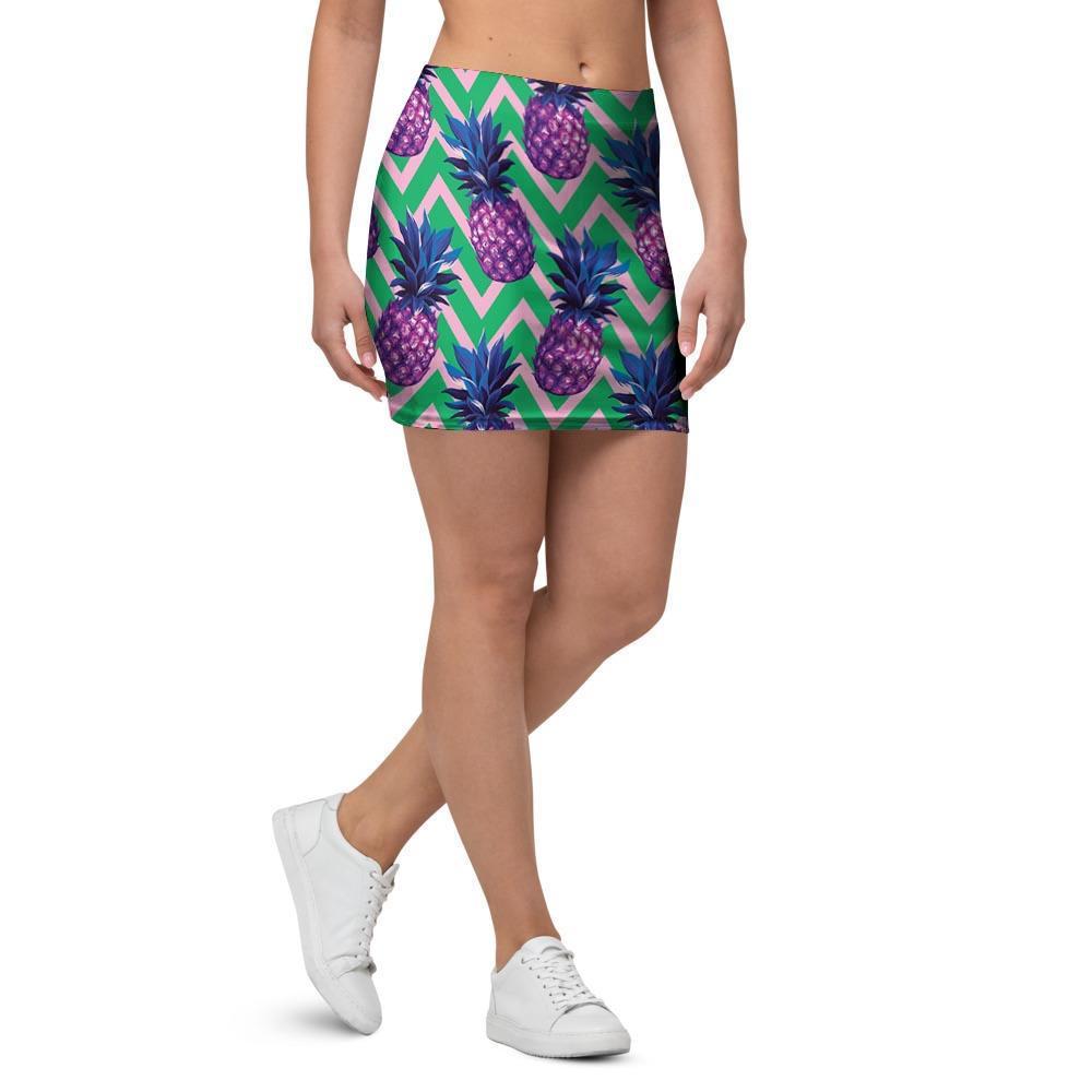 Abstract Hawaiian Pineapple Print Mini Skirt-grizzshop