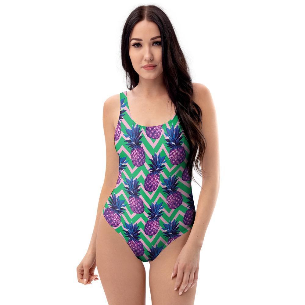 Abstract Hawaiian Pineapple Print One Piece Swimsuite-grizzshop