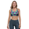 Abstract Hawaiian Pineapple Print Sports Bra-grizzshop