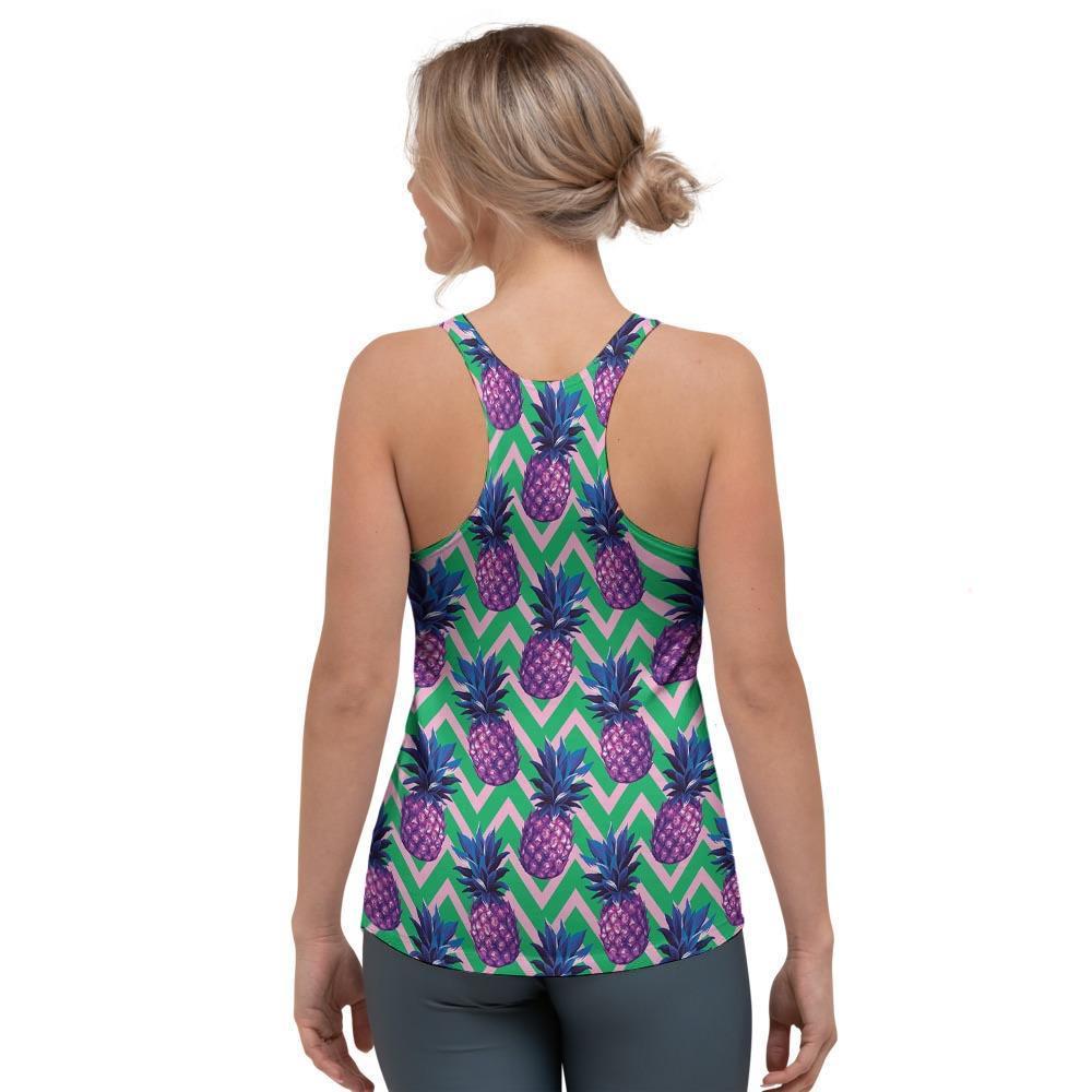 Abstract Hawaiian Pineapple Print Women's Racerback Tank Top-grizzshop