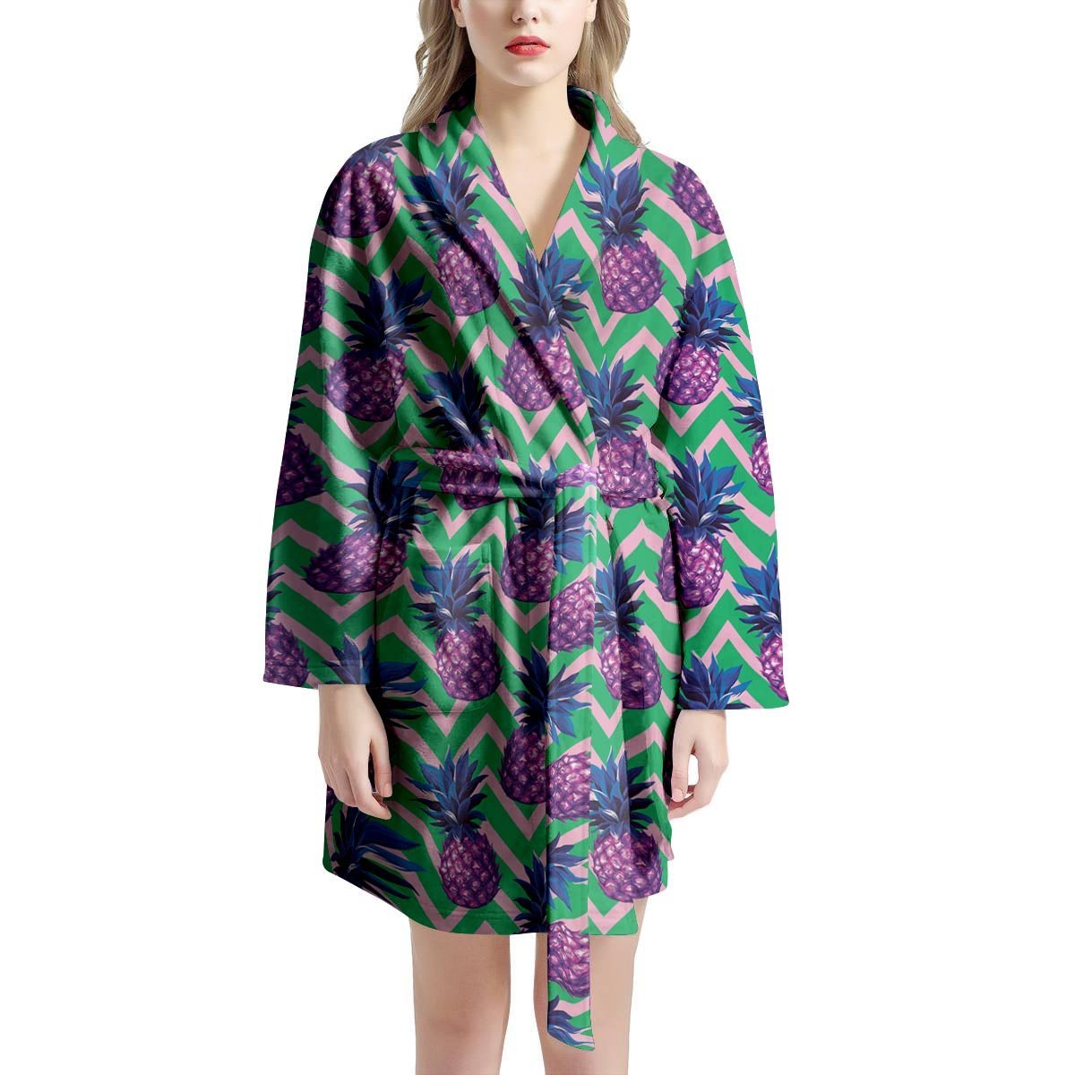 Abstract Hawaiian Pineapple Print Women's Robe-grizzshop