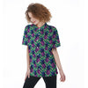 Abstract Hawaiian Pineapple Print Women's Short Sleeve Shirts-grizzshop