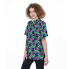 Abstract Hawaiian Pineapple Print Women's Short Sleeve Shirts-grizzshop