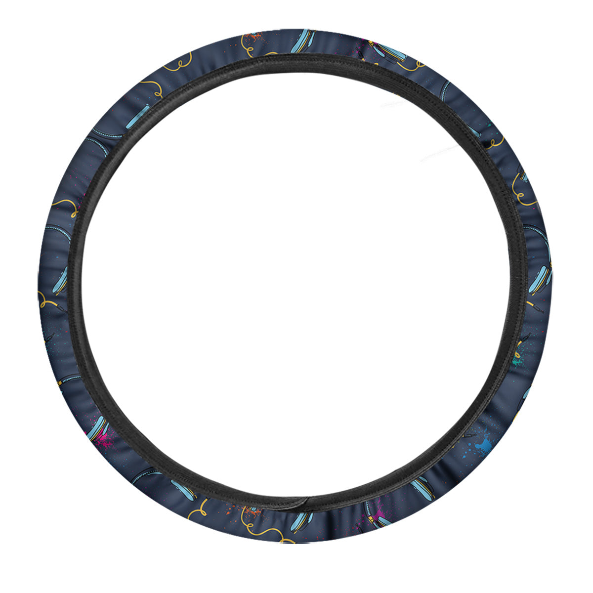 Abstract Headphone Blue Print Pattern Car Steering Wheel Cover-grizzshop