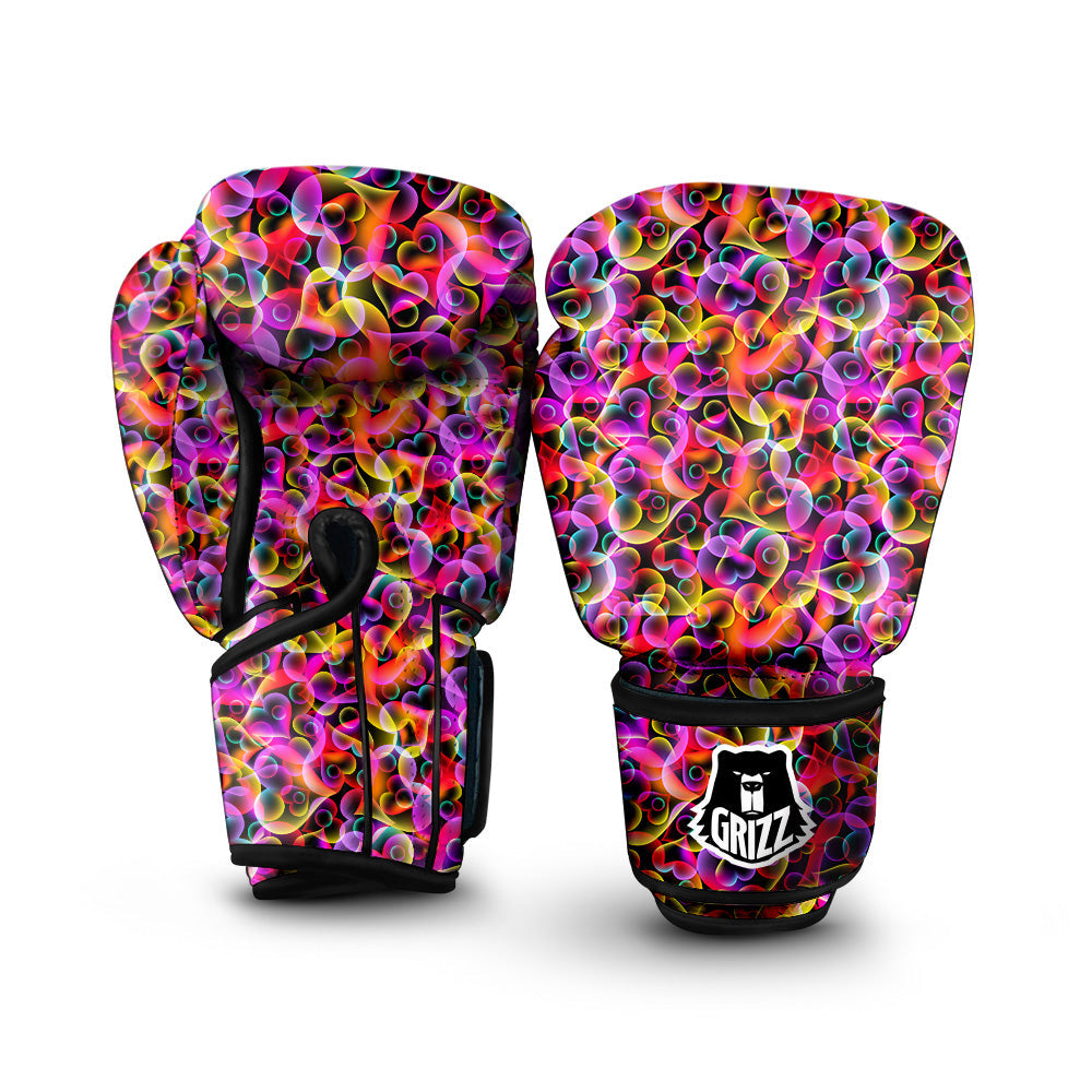 Abstract Hearts Neon Print Pattern Boxing Gloves-grizzshop