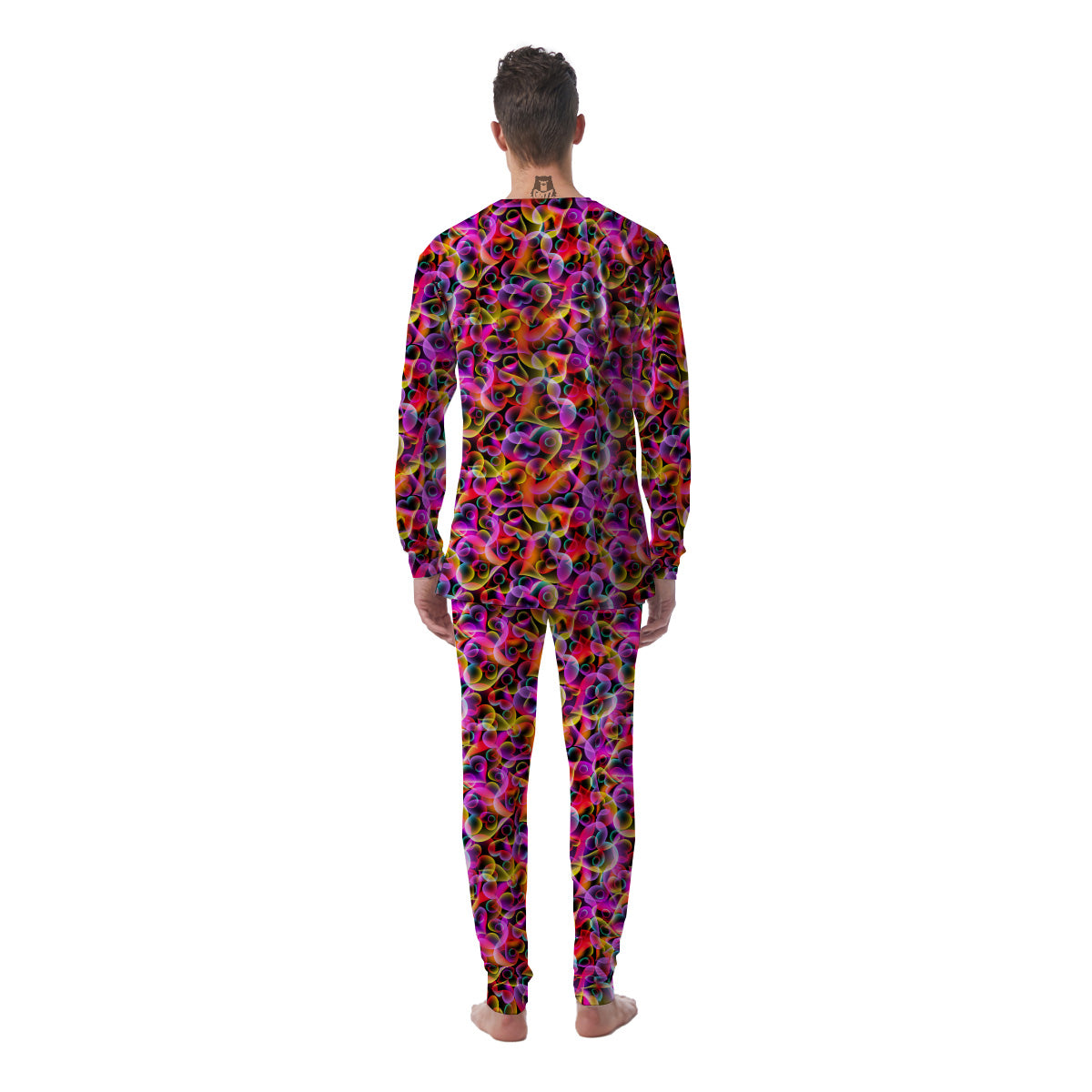 Abstract Hearts Neon Print Pattern Men's Pajamas-grizzshop