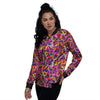 Abstract Hearts Neon Print Pattern Women's Bomber Jacket-grizzshop