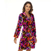 Abstract Hearts Neon Print Pattern Women's Robe-grizzshop