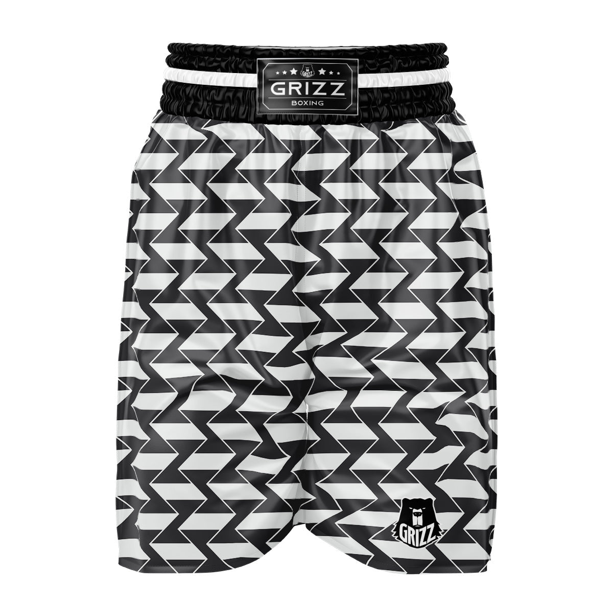 Abstract Heometric Zigzag Print Pattern Boxing Shorts-grizzshop