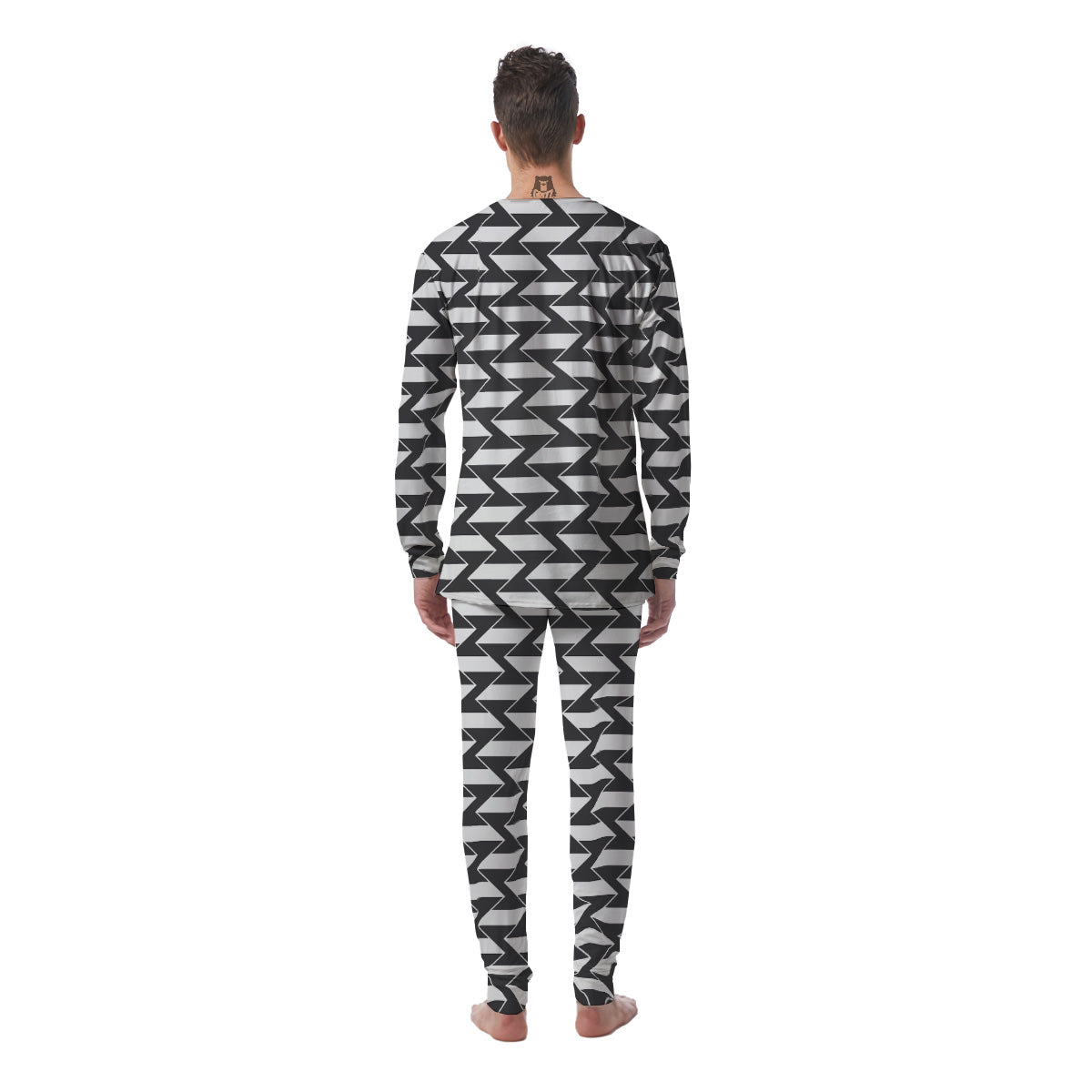 Abstract Heometric Zigzag Print Pattern Men's Pajamas-grizzshop