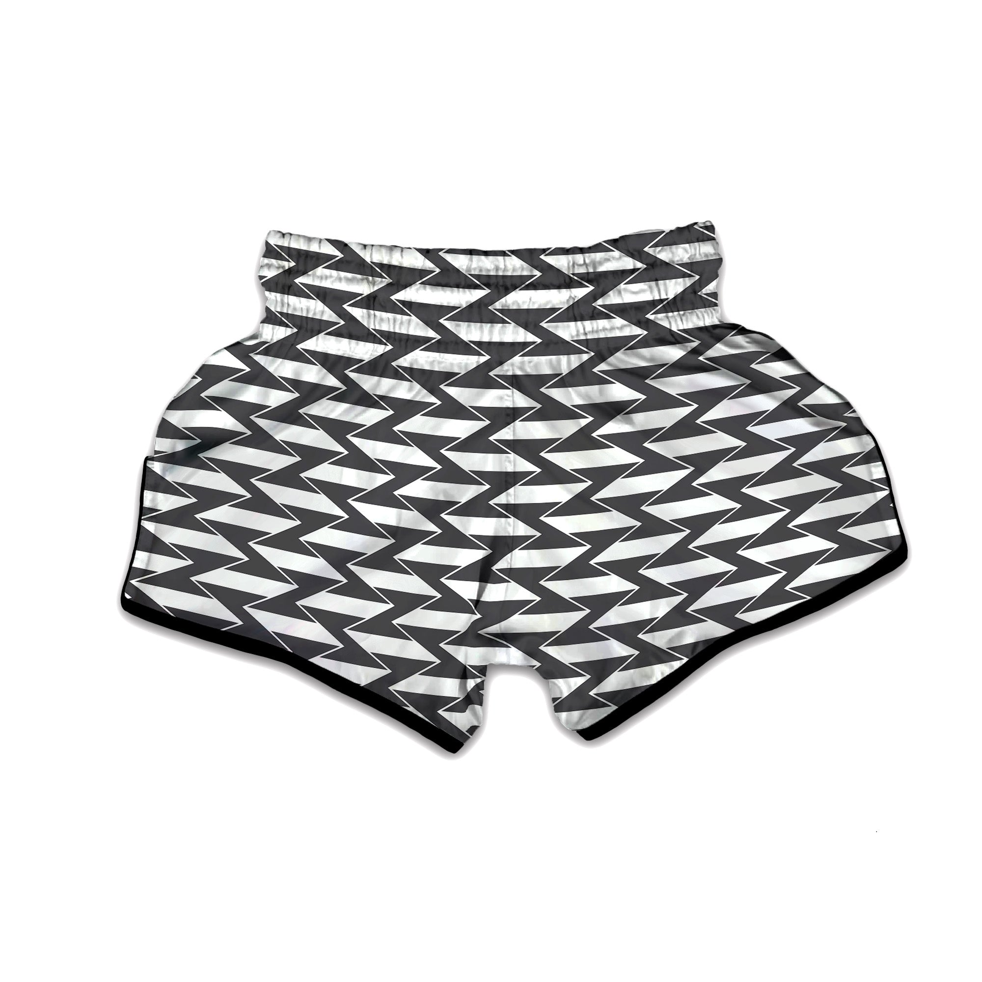 Abstract Heometric Zigzag Print Pattern Muay Thai Boxing Shorts-grizzshop