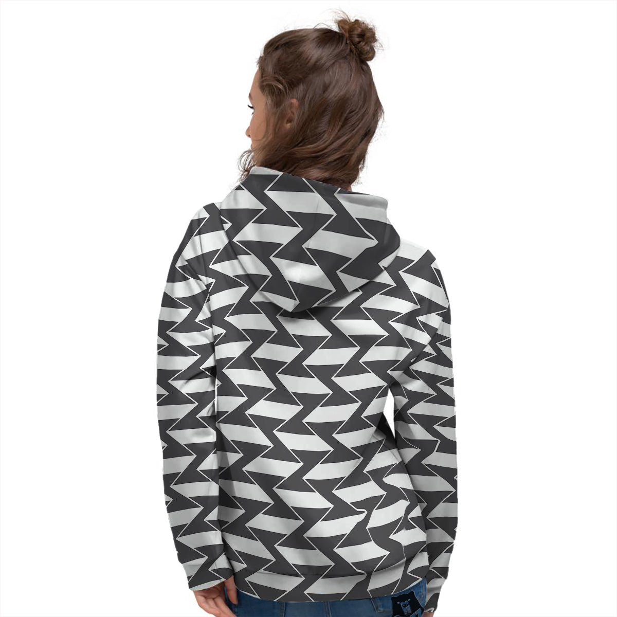 Abstract Heometric Zigzag Print Pattern Women's Hoodie-grizzshop