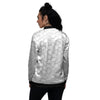 Abstract Hexagonal White 3D Print Pattern Women's Bomber Jacket-grizzshop