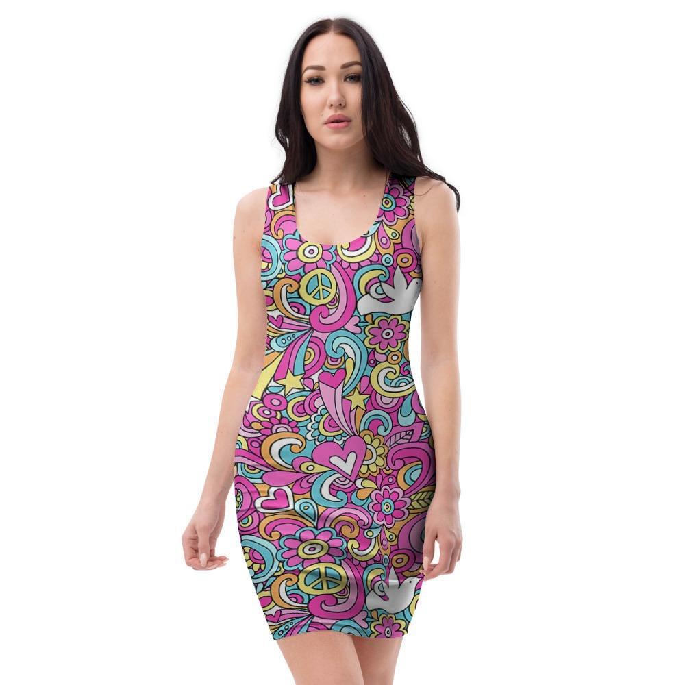 Abstract Hippie Bodycon Dress-grizzshop