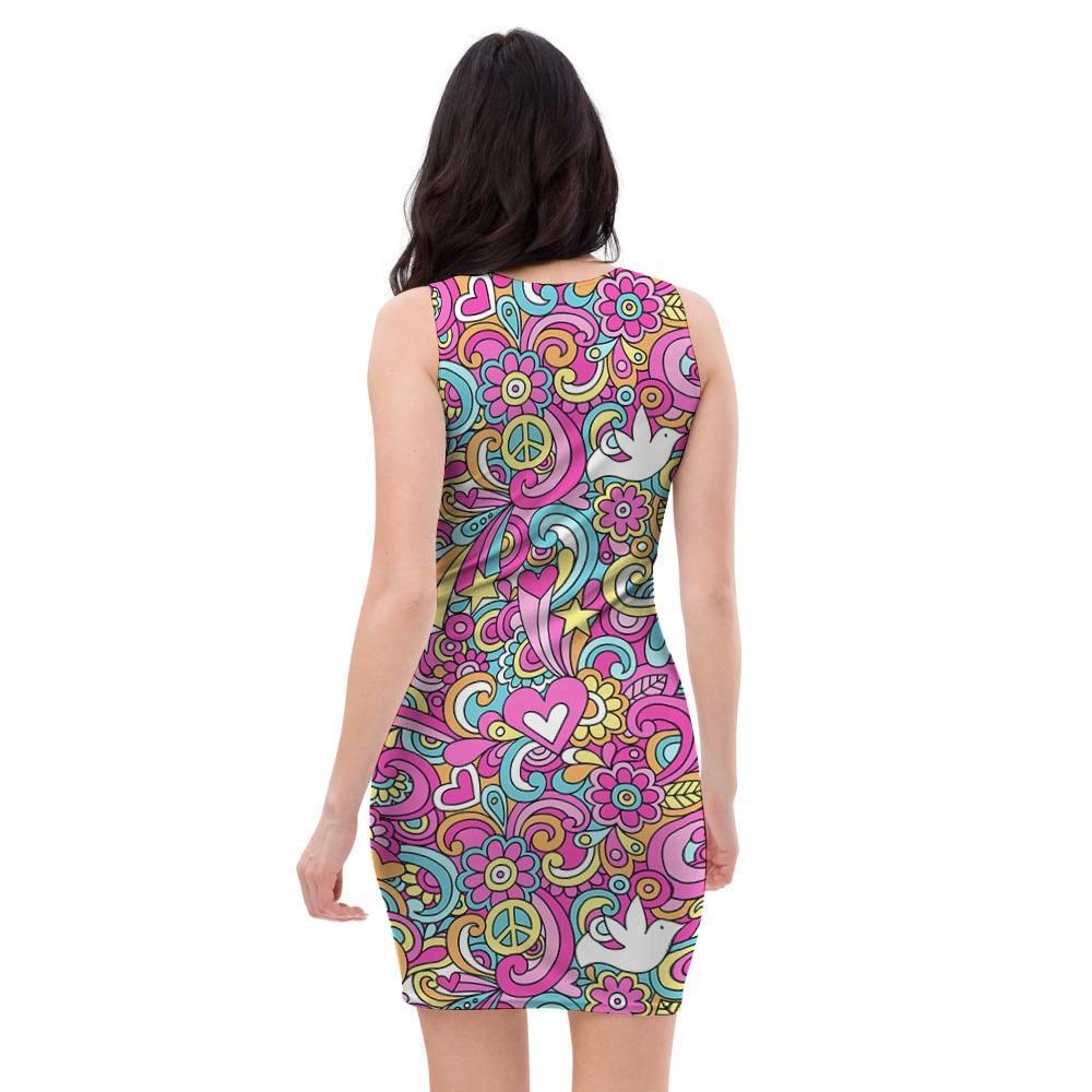 Abstract Hippie Bodycon Dress-grizzshop