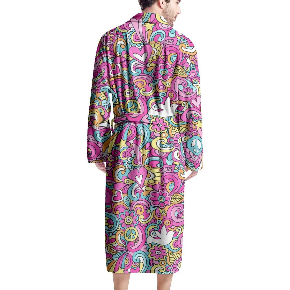 Abstract Hippie Men's Robe-grizzshop