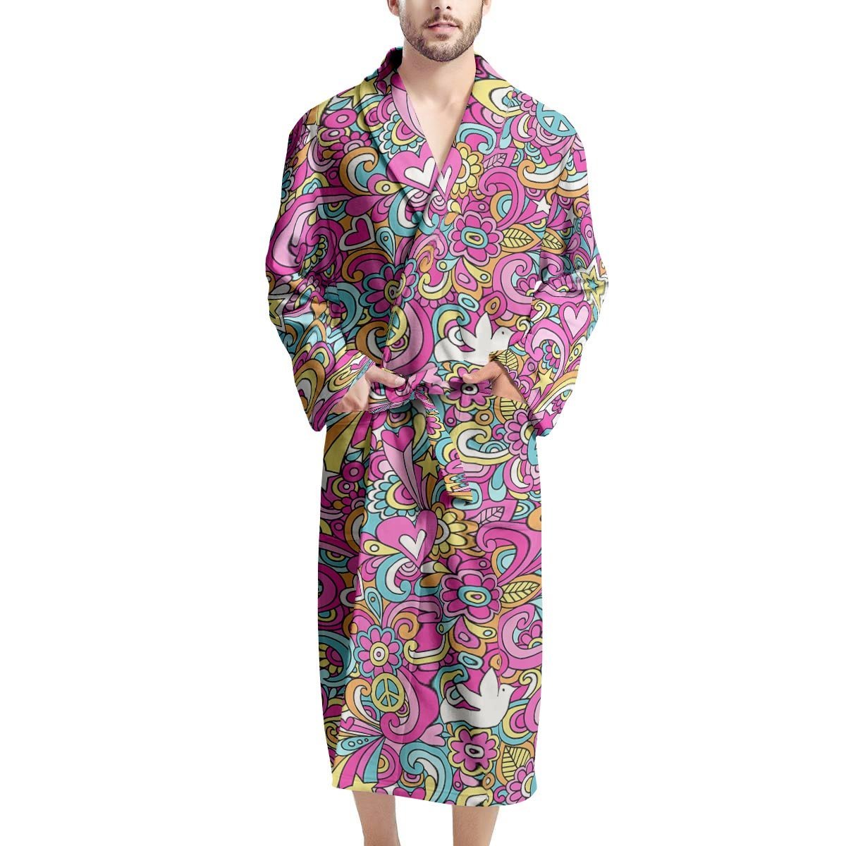 Abstract Hippie Men's Robe-grizzshop