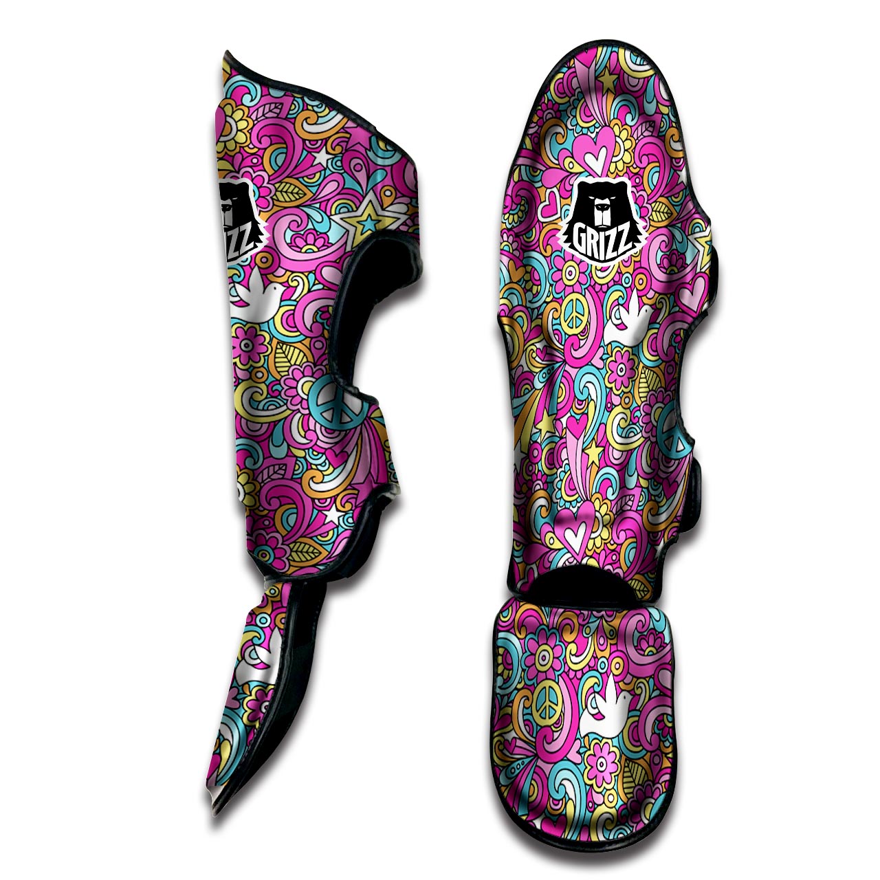 Abstract Hippie Muay Thai Shin Guard-grizzshop