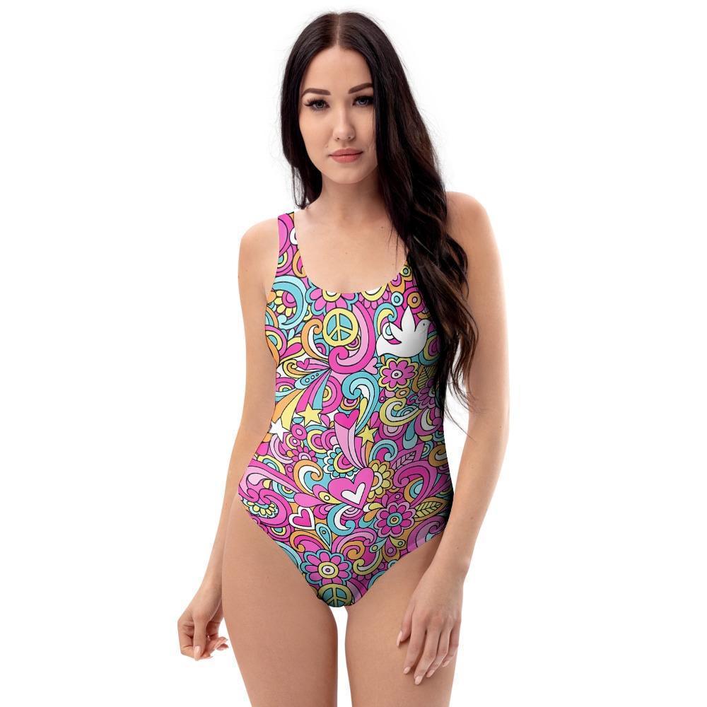 Abstract Hippie One Piece Swimsuite-grizzshop