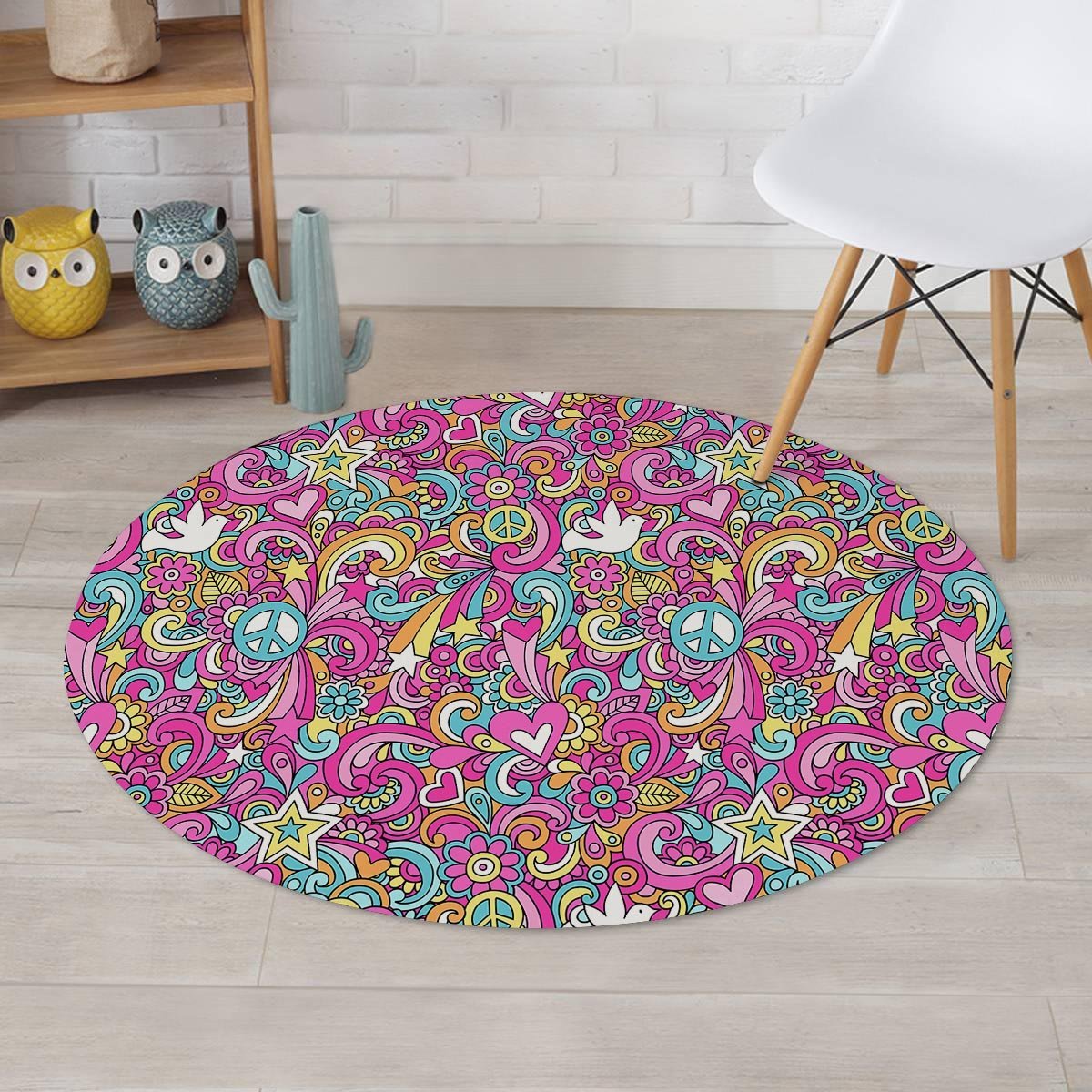 Abstract Hippie Round Rug-grizzshop