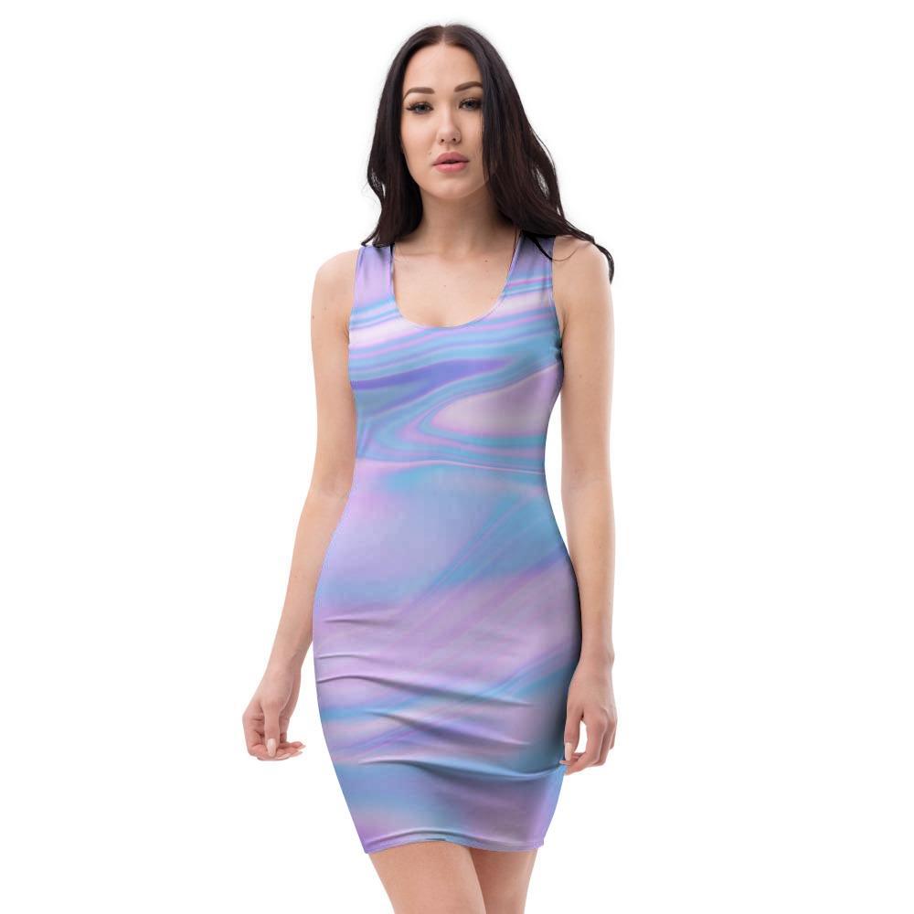 Abstract Holographic Bodycon Dress-grizzshop