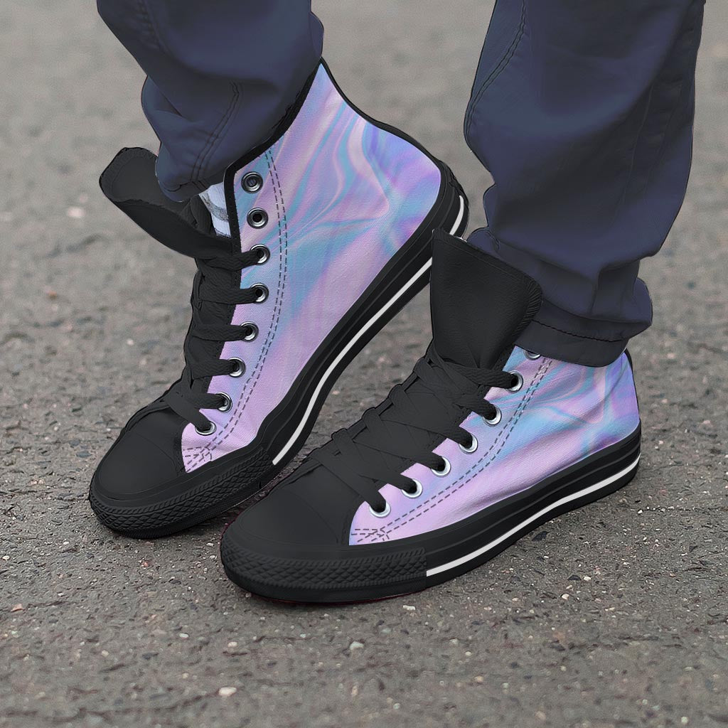 Abstract Holographic Men s High Top Shoes Grizzshopping