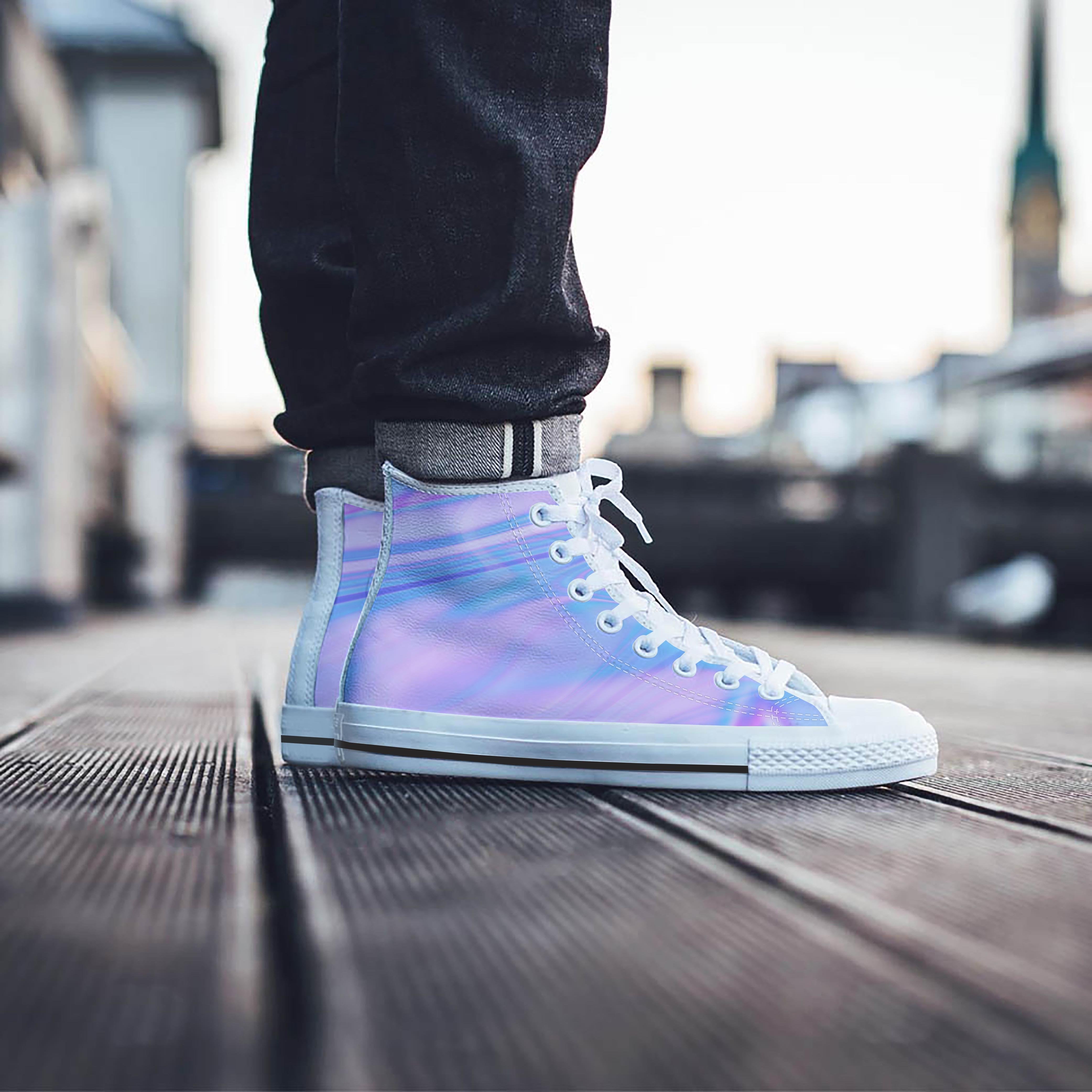 Abstract Holographic Men's High Top Shoes-grizzshop