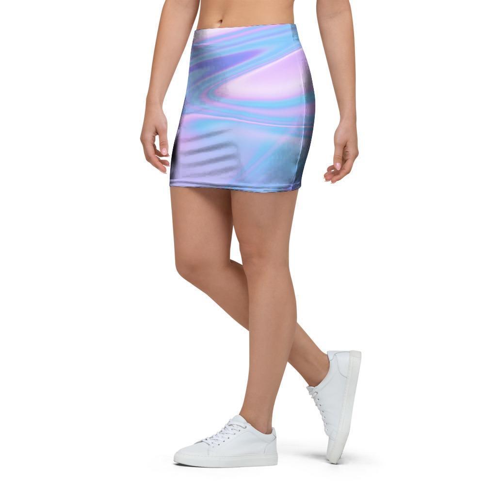 Abstract Holographic Mini Skirt-grizzshop