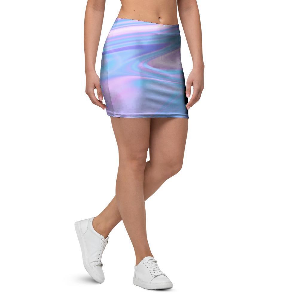 Abstract Holographic Mini Skirt-grizzshop