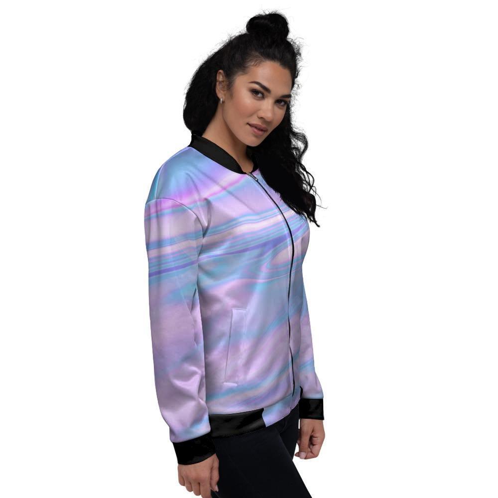 Abstract Holographic Women's Bomber Jacket-grizzshop