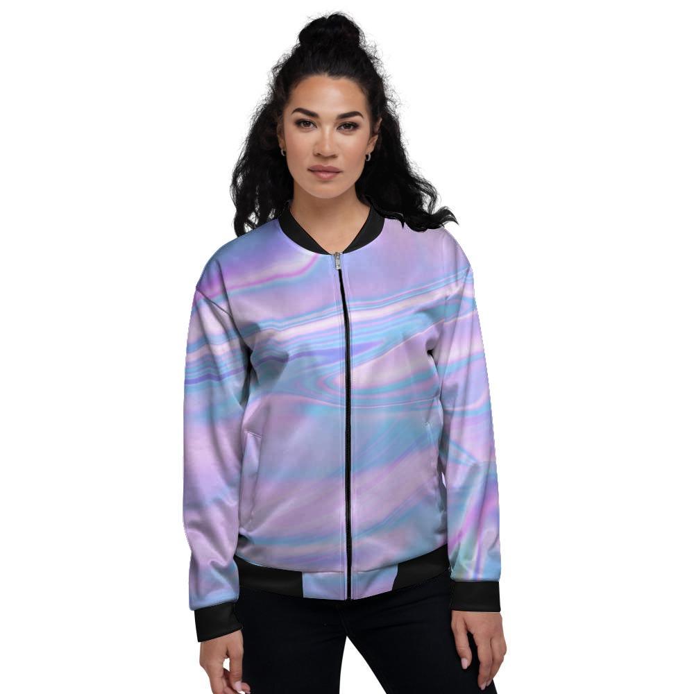 Abstract Holographic Women's Bomber Jacket-grizzshop