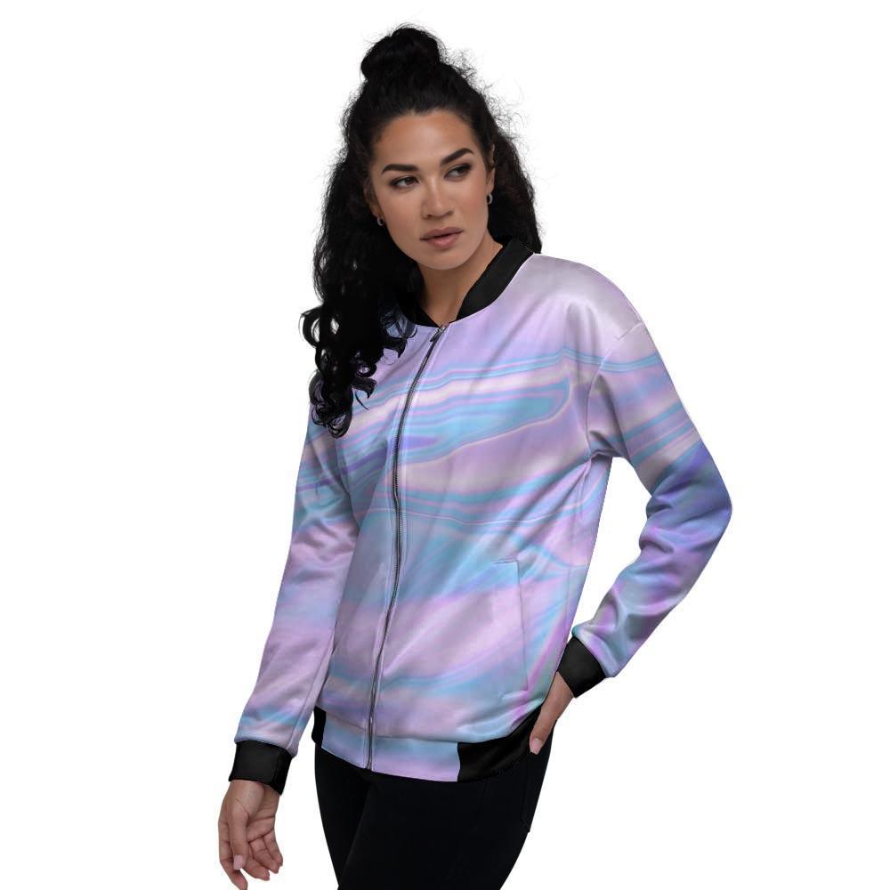 Abstract Holographic Women's Bomber Jacket-grizzshop