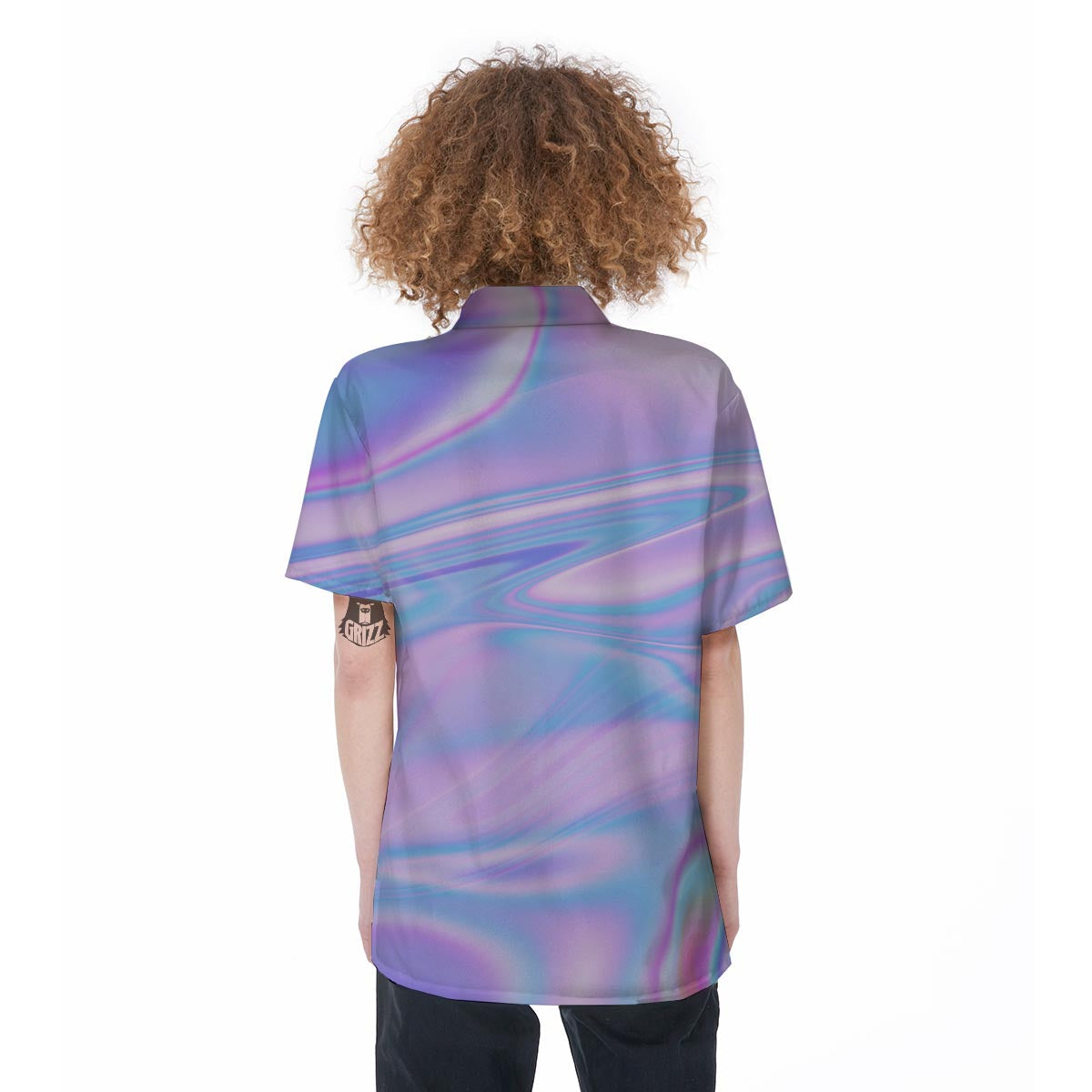 Abstract Holographic Women's Short Sleeve Shirts-grizzshop