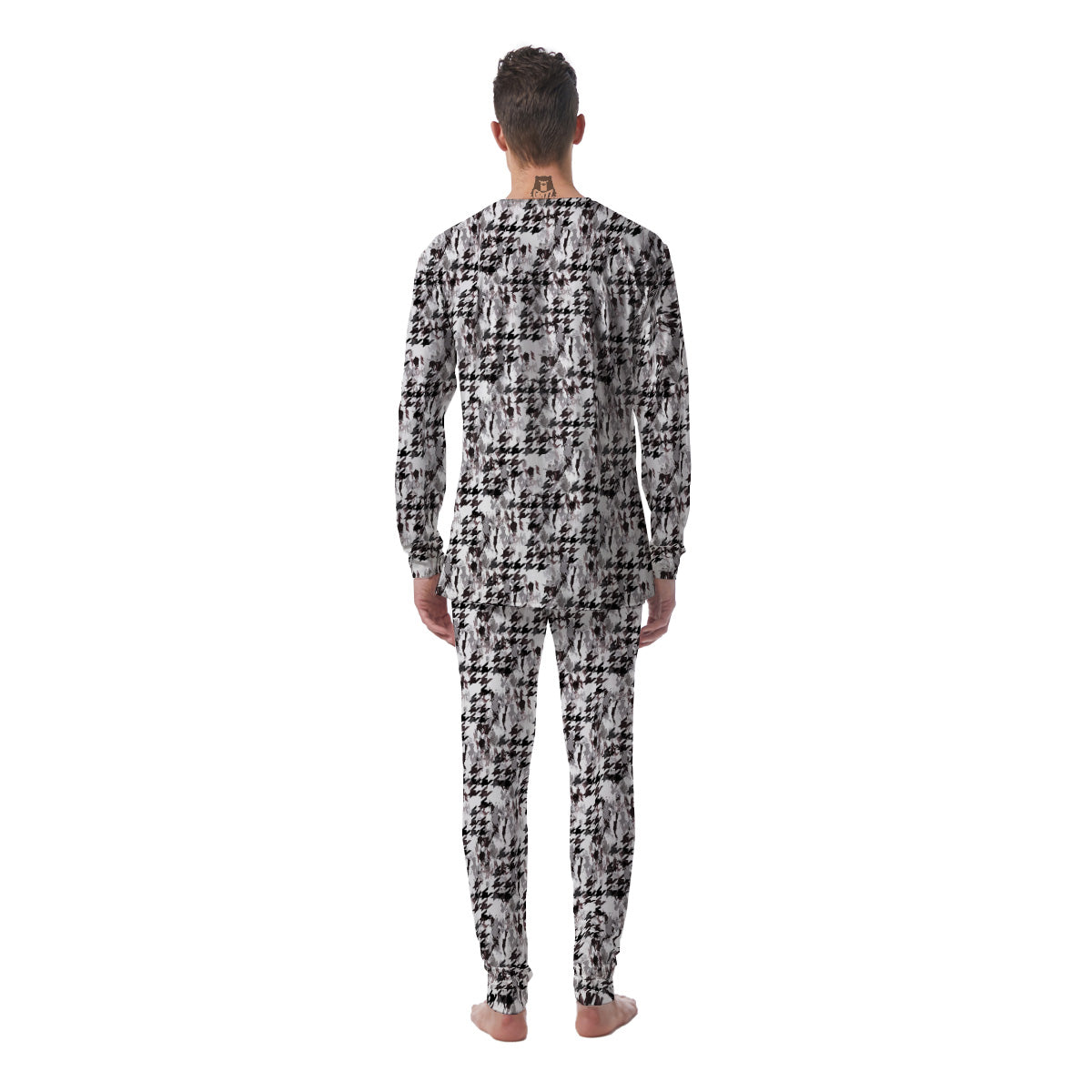 Abstract Houndstooth And Camo Print Pattern Men's Pajamas-grizzshop