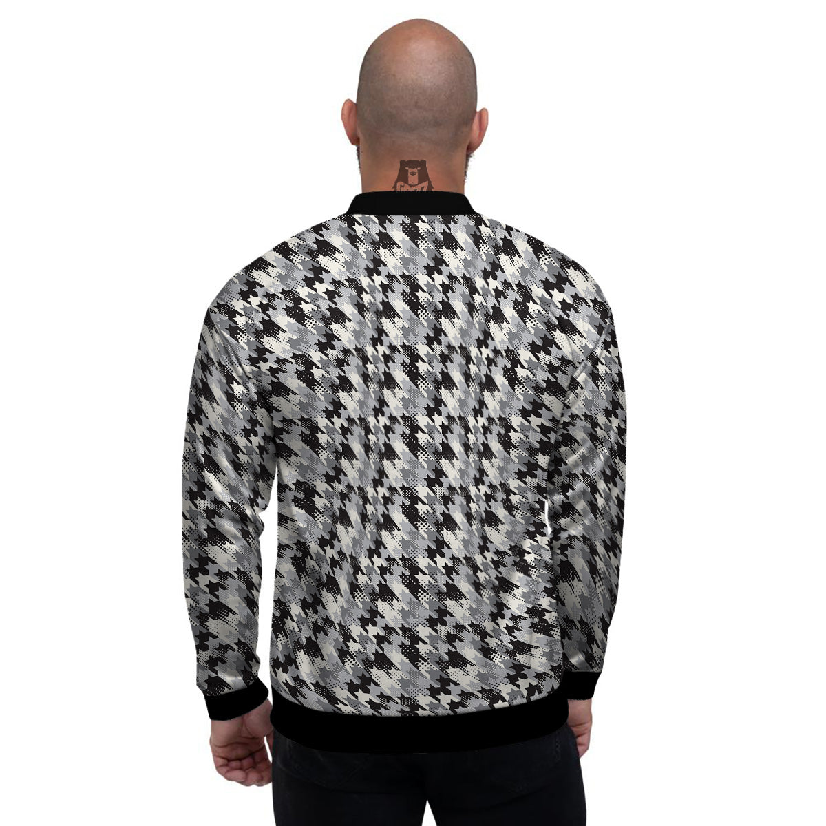 Abstract Houndstooth And Dots Print Pattern Men's Bomber Jacket-grizzshop