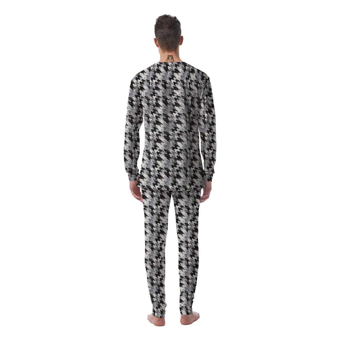 Abstract Houndstooth And Dots Print Pattern Men's Pajamas-grizzshop