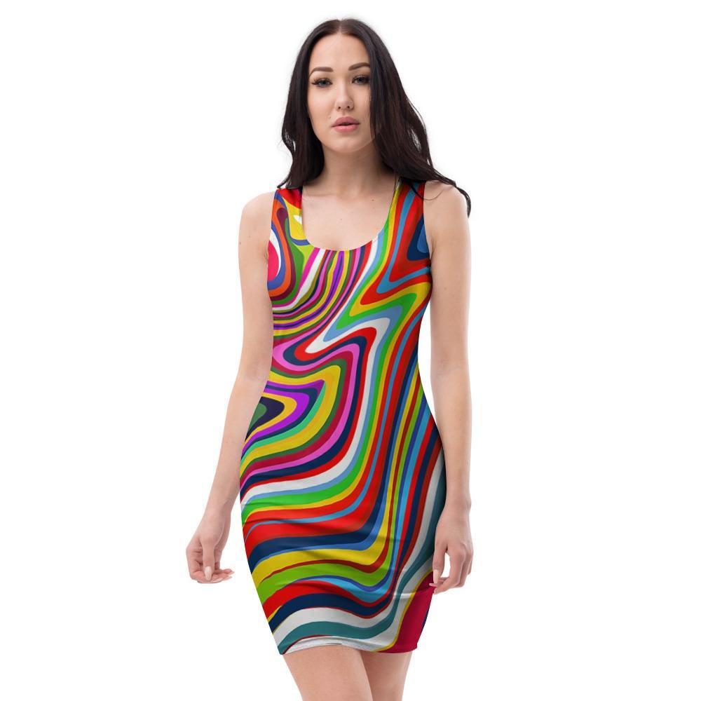 Abstract Ink Paint Bodycon Dress-grizzshop