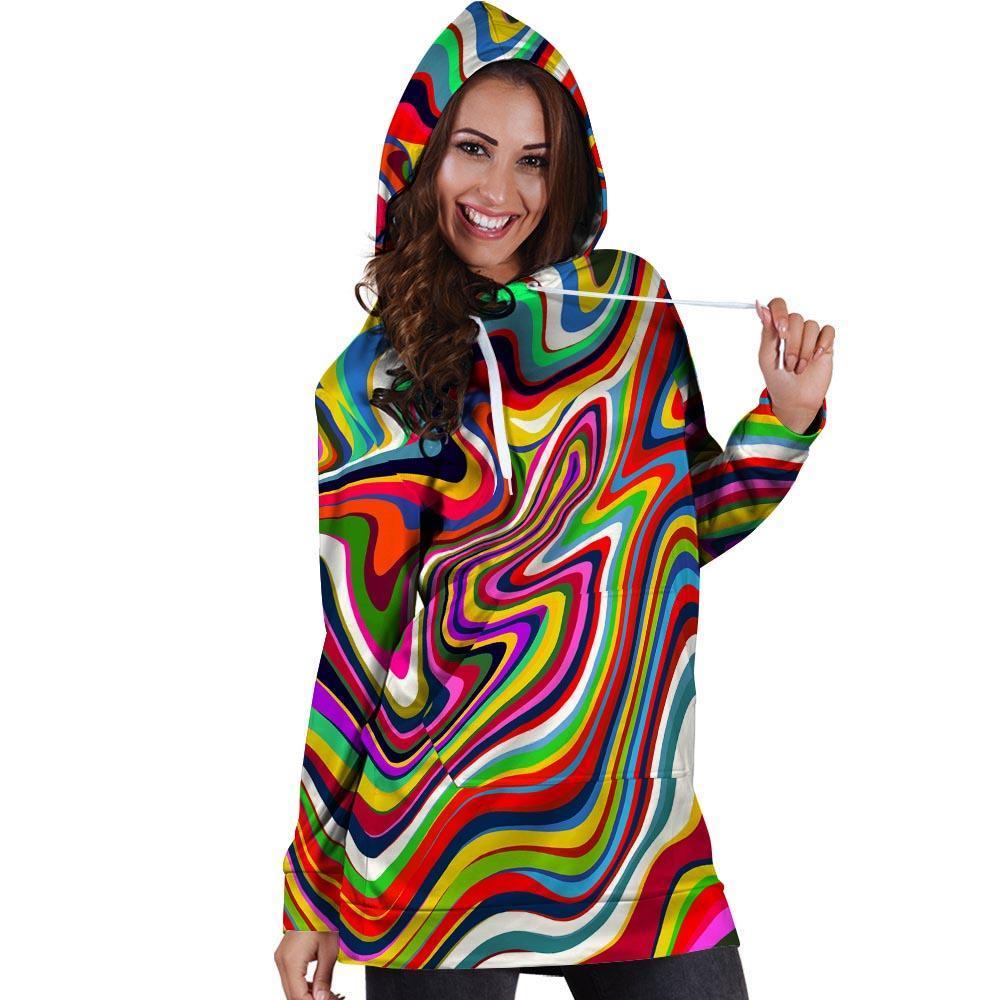 Abstract Ink Paint Hoodie Dress-grizzshop