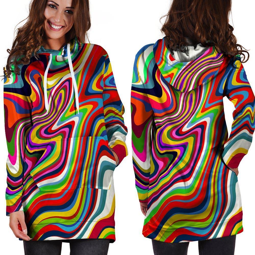 Abstract Ink Paint Hoodie Dress-grizzshop