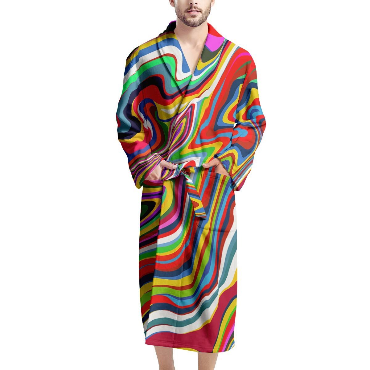 Abstract Ink Paint Men's Robe-grizzshop