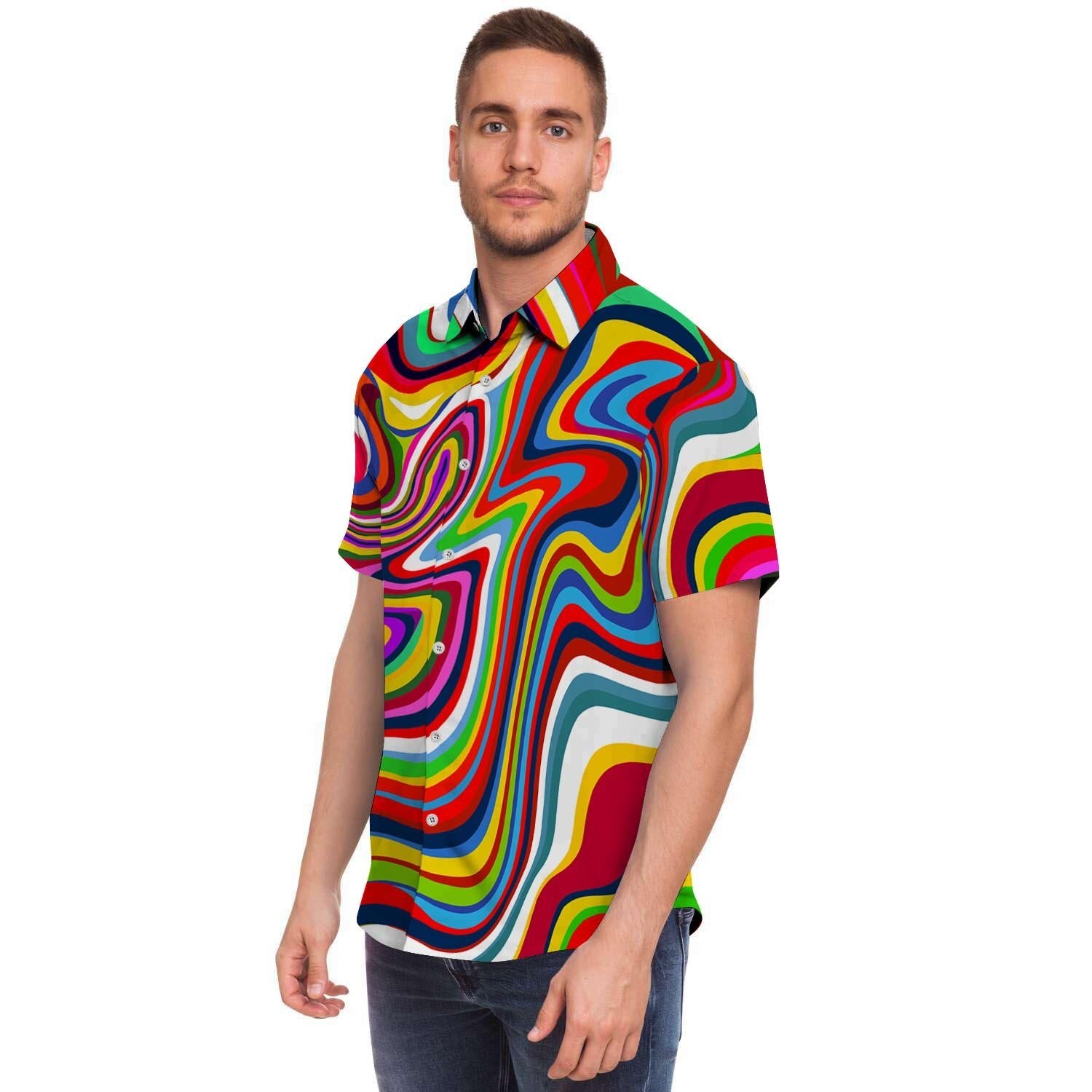 Abstract Ink Paint Men's Short Sleeve Shirt-grizzshop