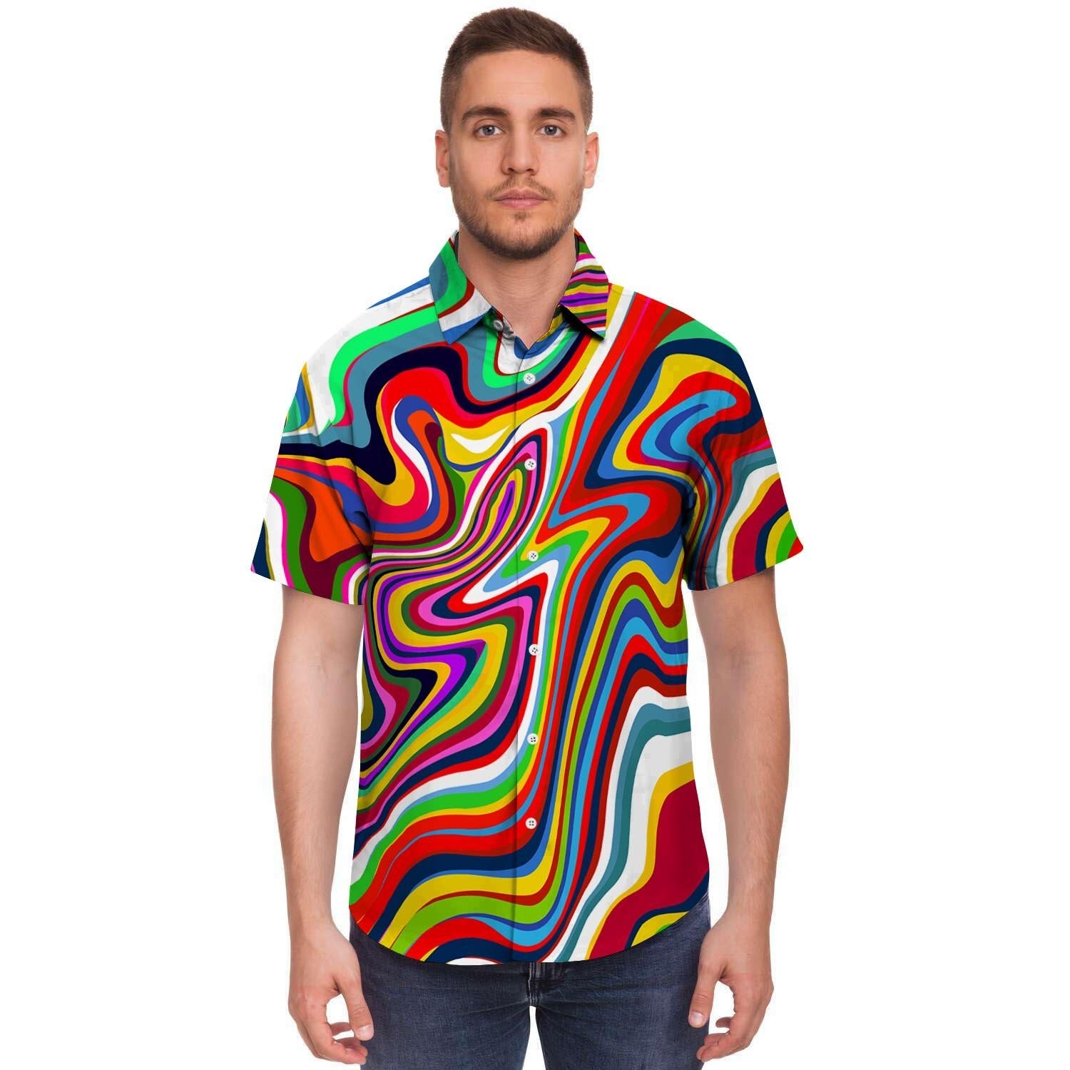 Abstract Ink Paint Men's Short Sleeve Shirt-grizzshop