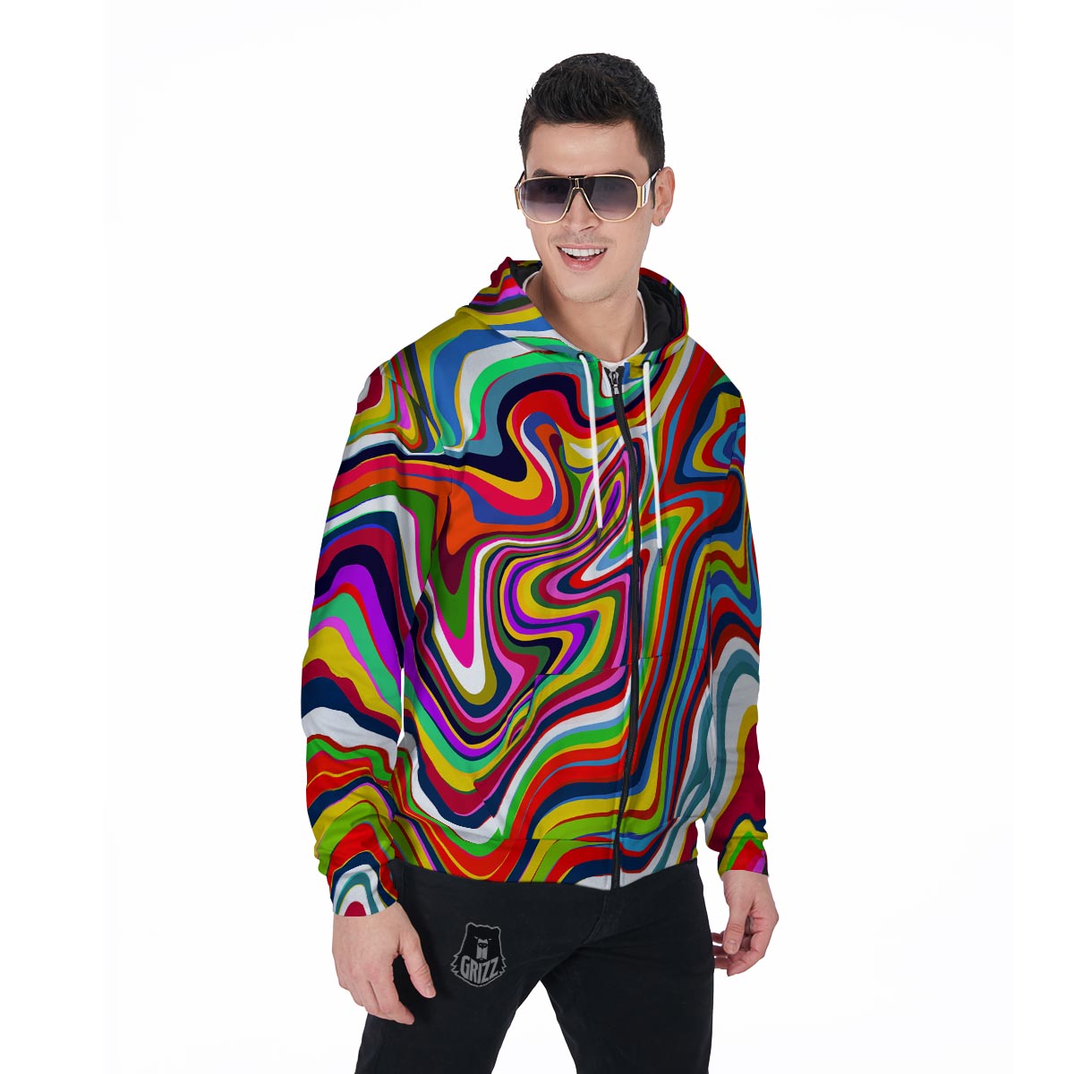 Abstract Ink Paint Men's Zip Up Hoodie-grizzshop