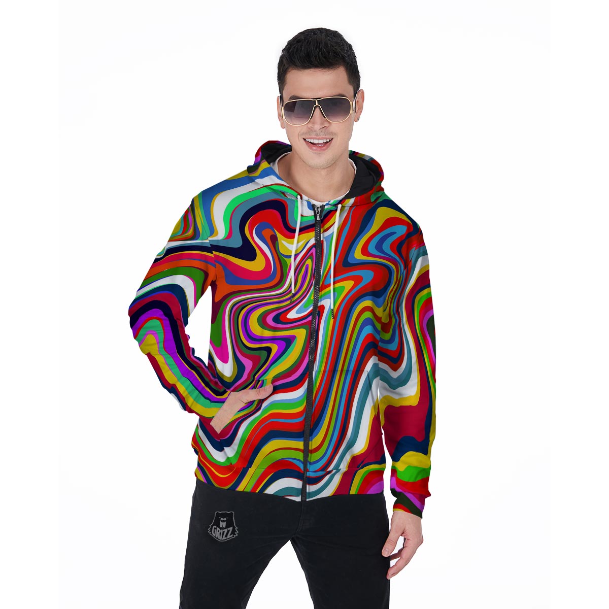Abstract Ink Paint Men's Zip Up Hoodie-grizzshop