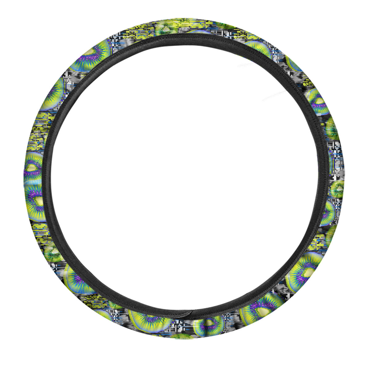 Abstract Kiwi Glitch Print Pattern Car Steering Wheel Cover-grizzshop