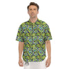 Abstract Kiwi Glitch Print Pattern Men's Short Sleeve Shirts-grizzshop