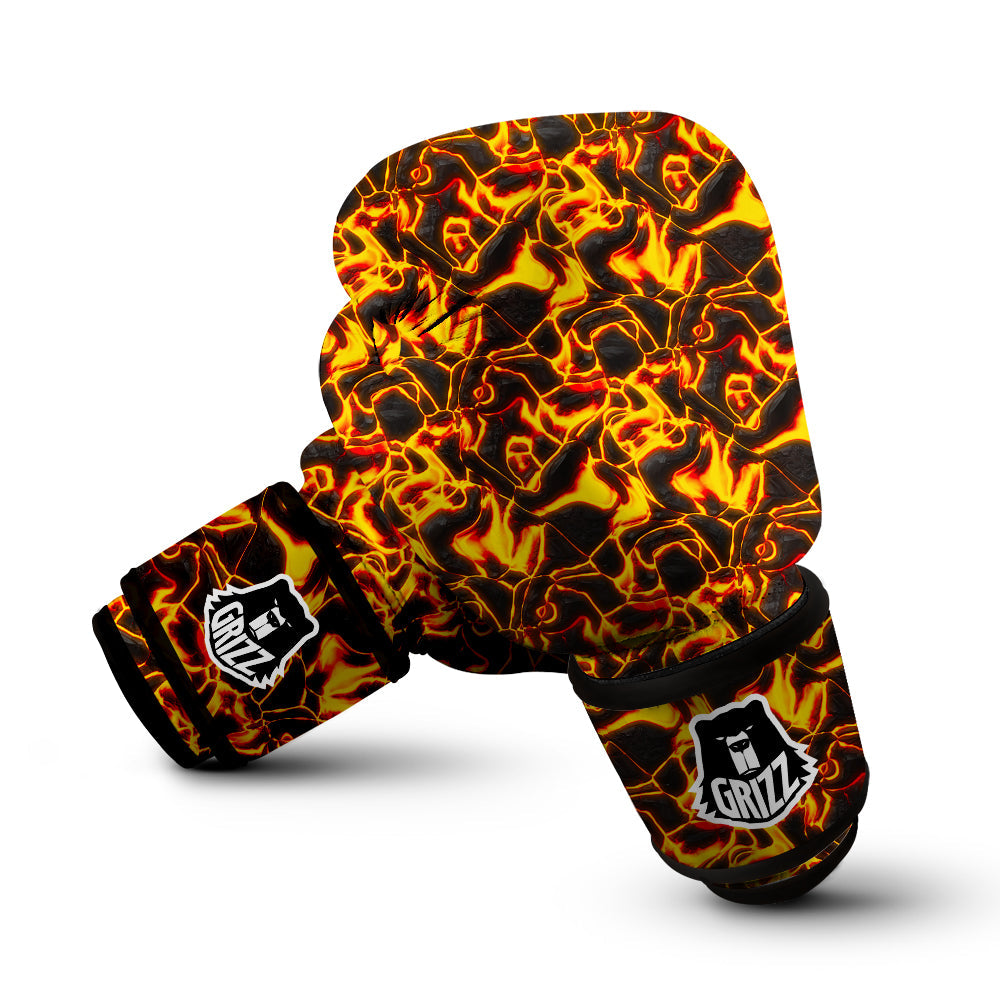 Abstract Lava And Fire Texture Print Boxing Gloves-grizzshop