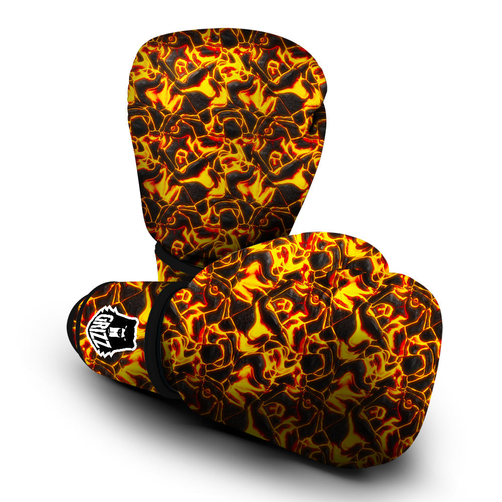 Abstract Lava And Fire Texture Print Boxing Gloves-grizzshop